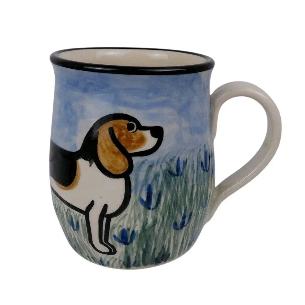 Karen Donleavy KD Coffee Mug With Hand Painted Beagle Dog - Picture 1 of 7